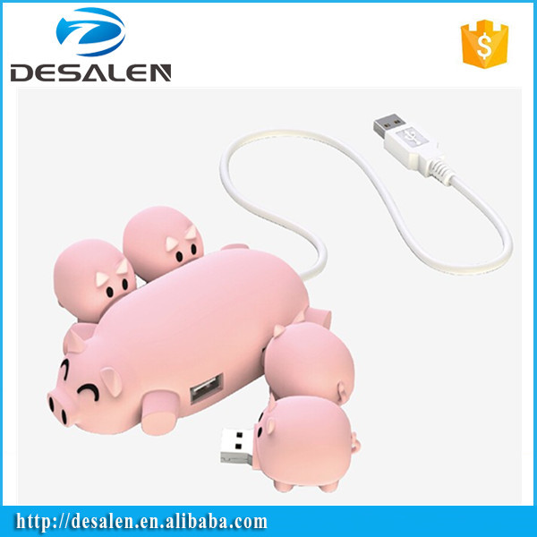 High Speed Usb Hub Pig Shape 4 ports Usb 2.0 Hub Driver